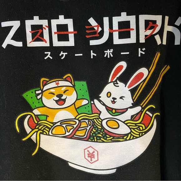 Zoo York Hoodie XL Anime Graphic Print Ramen Food Shiba Inu & bunny Y2K Pullover - Picture 4 of 8